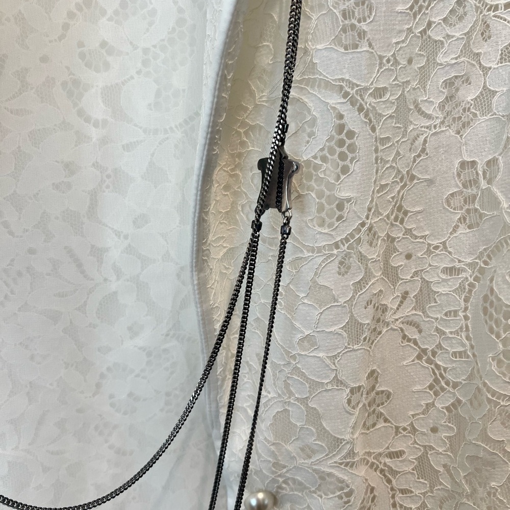 nib ONE TEASPOON Long Draped 30 inch Chain Stackable Necklace in Vintage Silver - Picture 5 of 6
